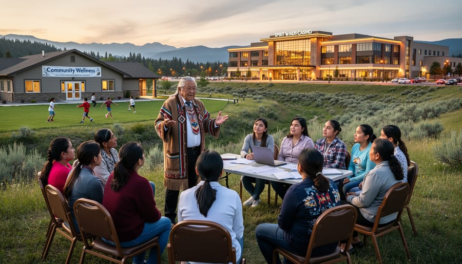 Indigenous elder and youth walking together on forest path